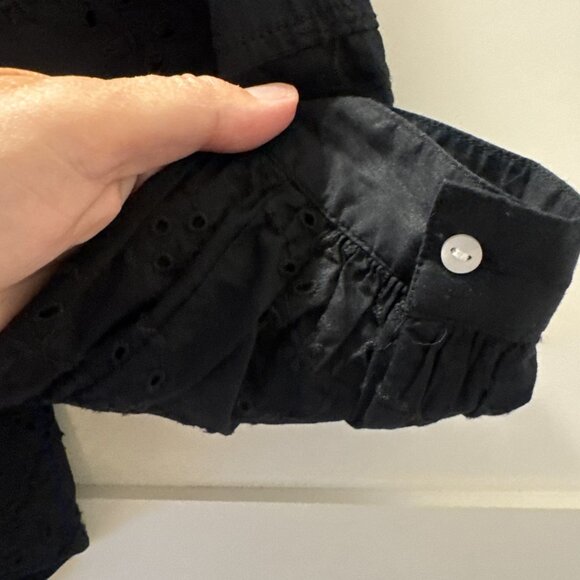 Old Navy Black Eyelet Button-Up Blouse Size Small Cotton - Picture 8 of 15